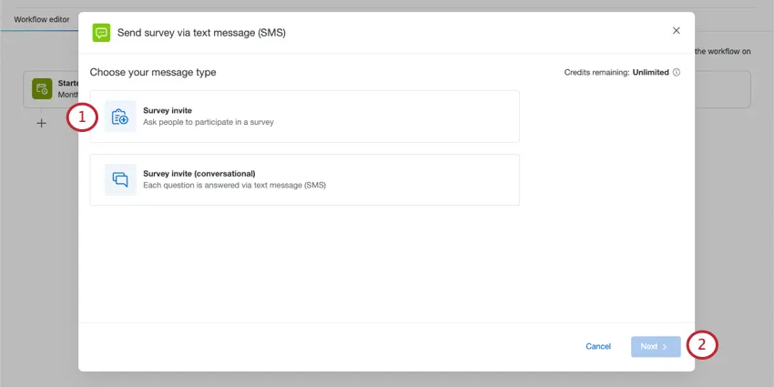 Seleccionar el botón de invitación a la encuesta