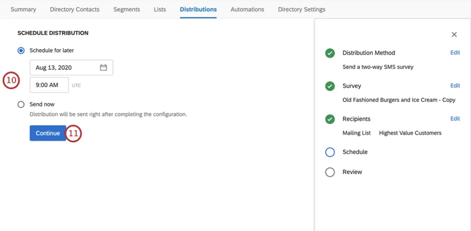 Scheduling a distribution