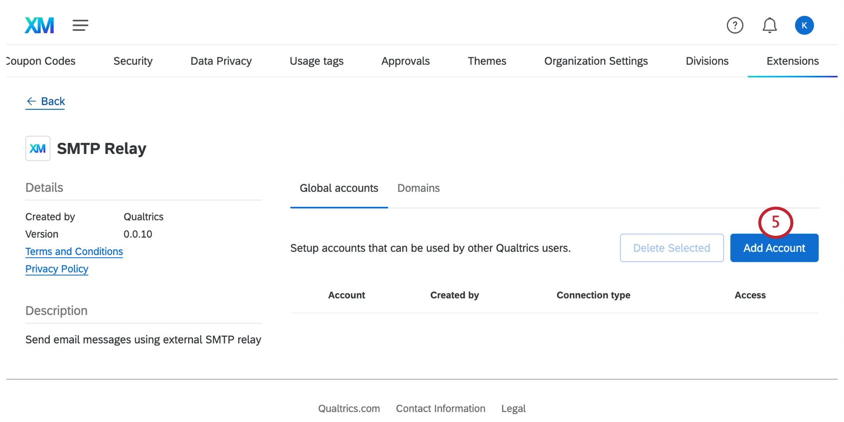 Image shows add account button