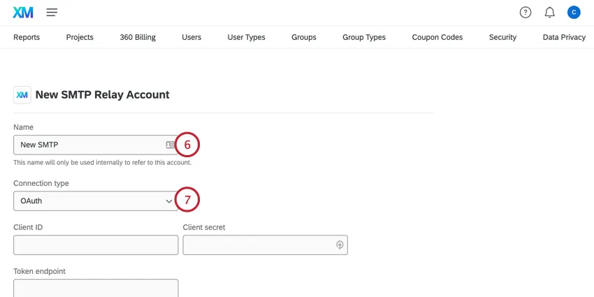 Geben Sie der Verbindung einen Namen, und wählen Sie Oauth.