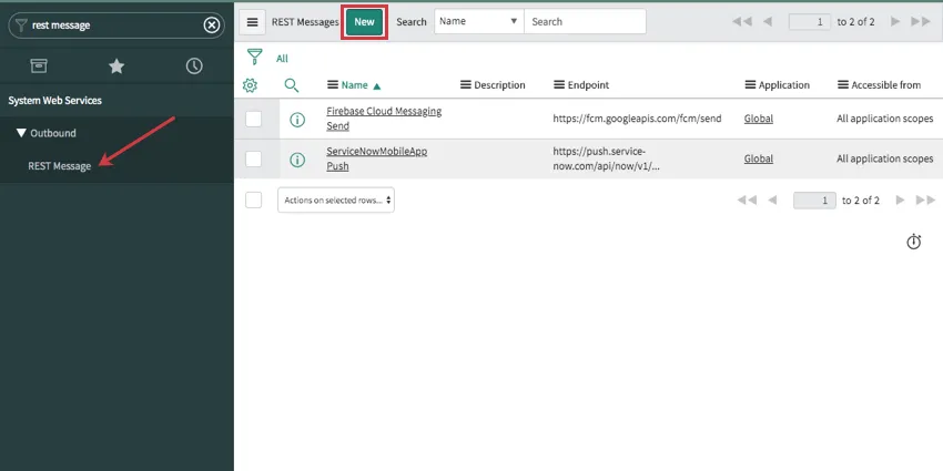 escolher uma mensagem REST