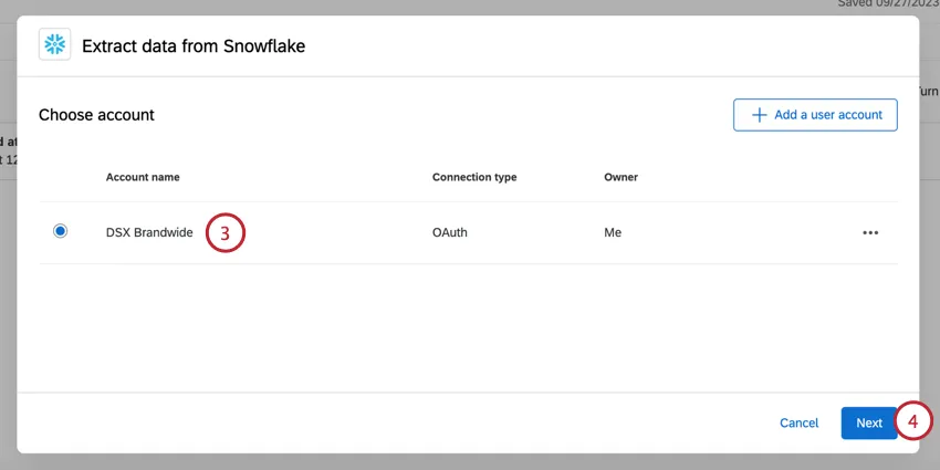 selecting a snowflake account to use for the task
