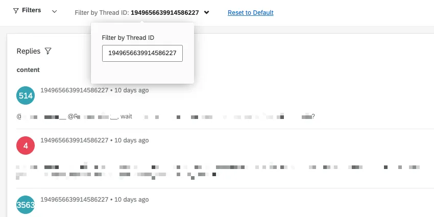 pasting a value into the Thread ID filter