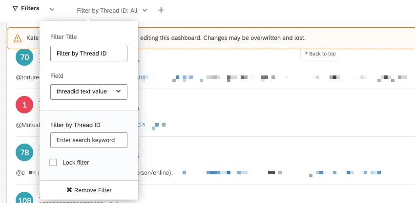 building a filter for thread ID