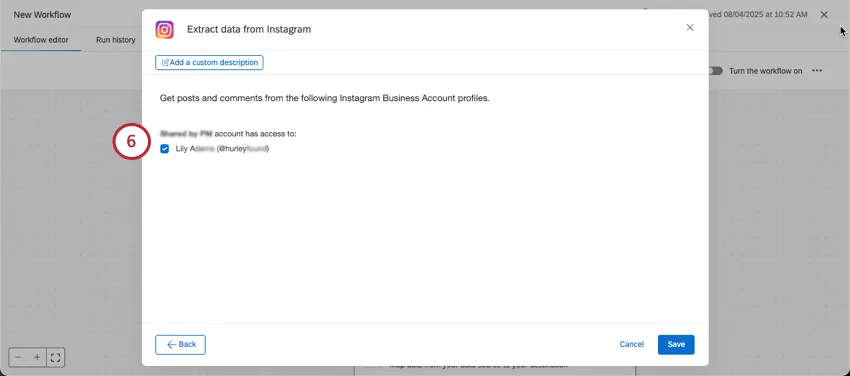 selecting Instagram profiles to track