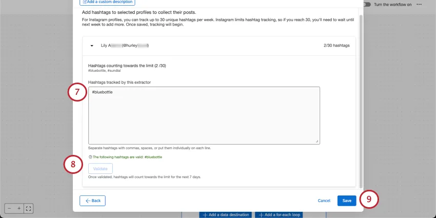 laden von Hashtags zum Verfolgen