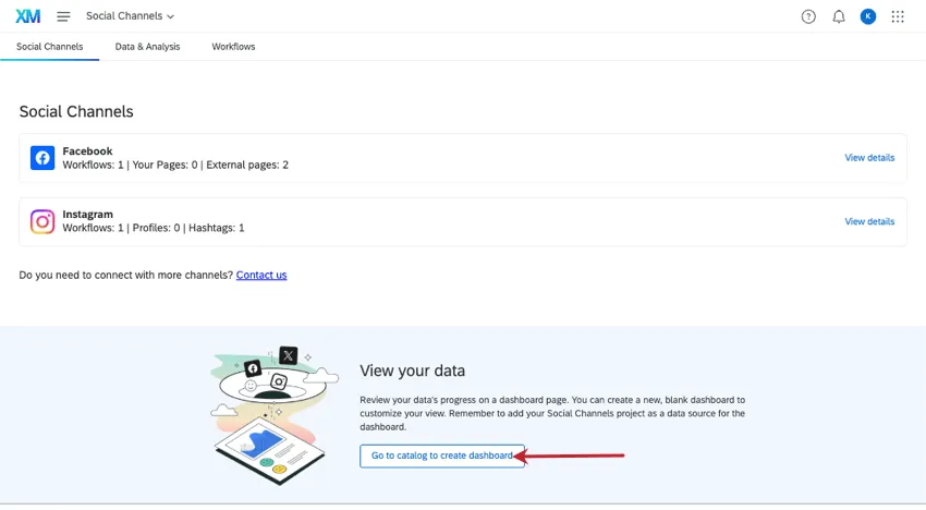 per accedere al catalogo e aggiungere una dashboard