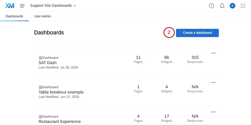 create a dashboard button