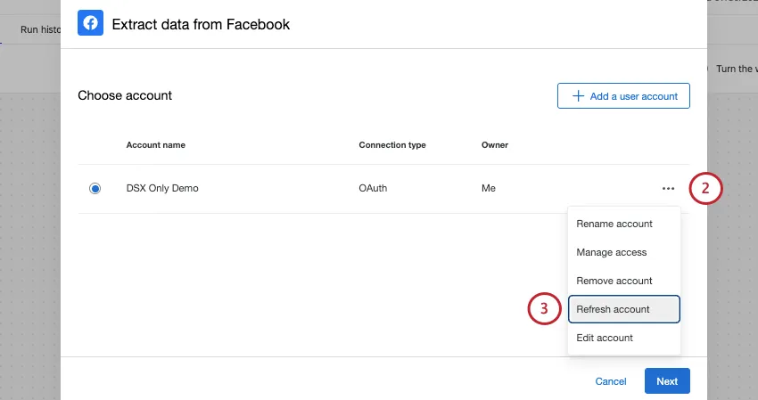 menu suspenso avançar da conta social expandida com a atualização destacada