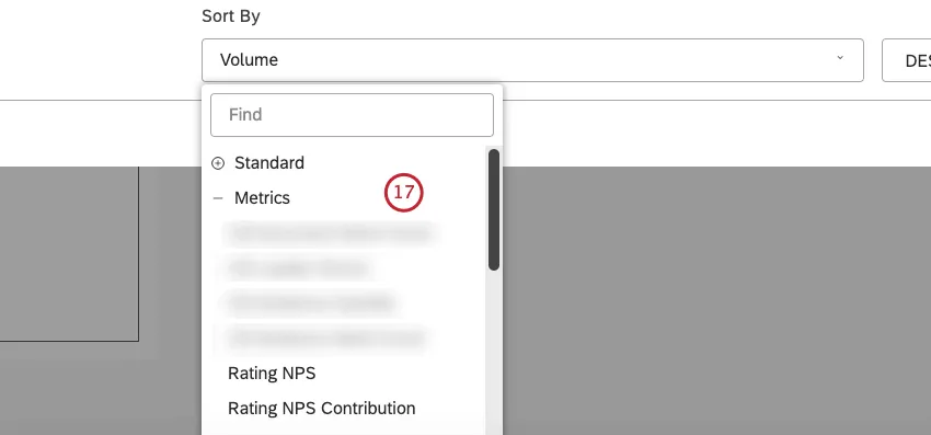 You can sort the Metrics metric by a metric defined in Studio.