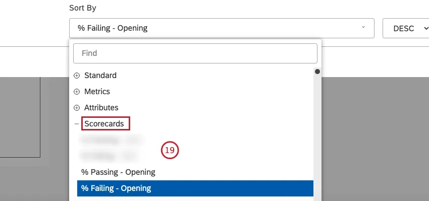 You can sort the Scorecards metric by the selected scorecard outcomes