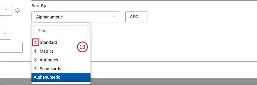 Select the metric by which topics should be sorted on each level of the hierarchy.