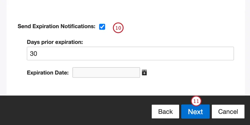 choosing when the credentials should expire