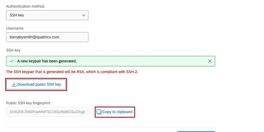 downloading the ssh key