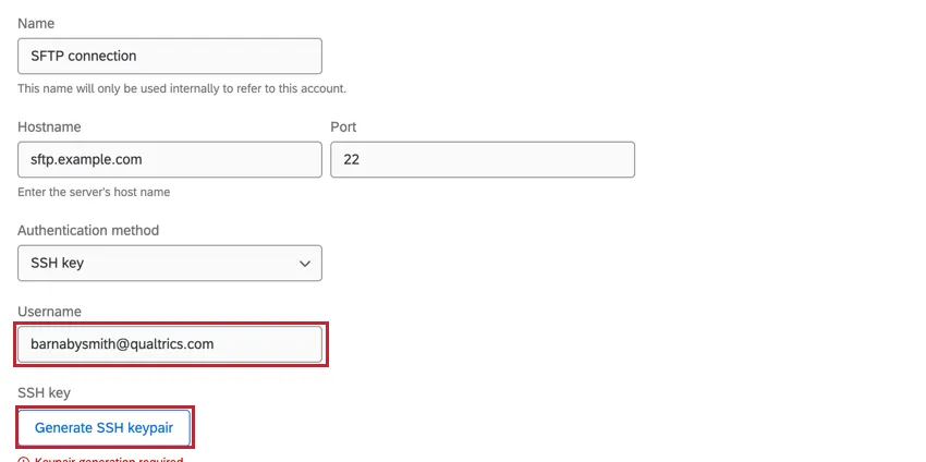 haciendo clic en Generar par de claves SSH