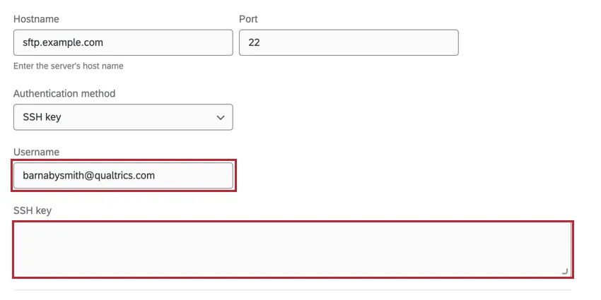 entering the username and ssh key