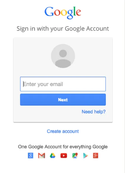 Página de login do Google