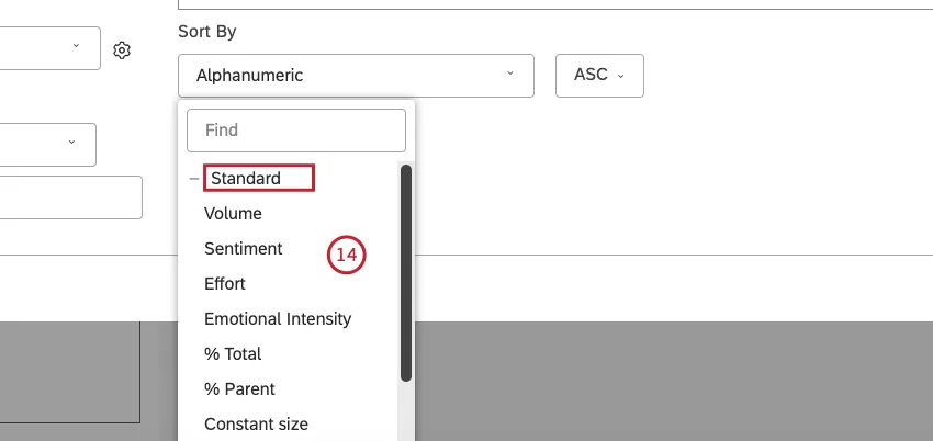 For Standard, sort by 1 of the available options