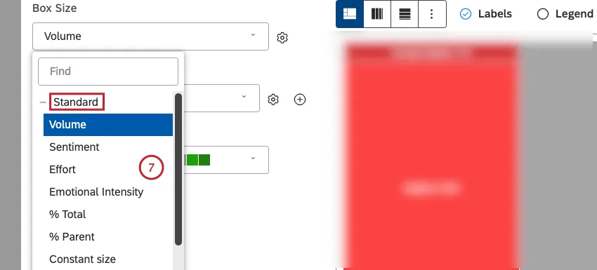 Classifique a métrica padrão por uma das opções disponíveis