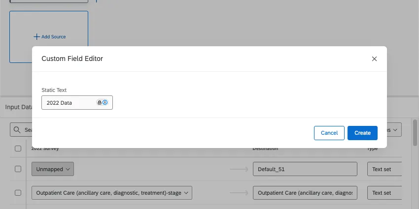 new window asking you to add static text