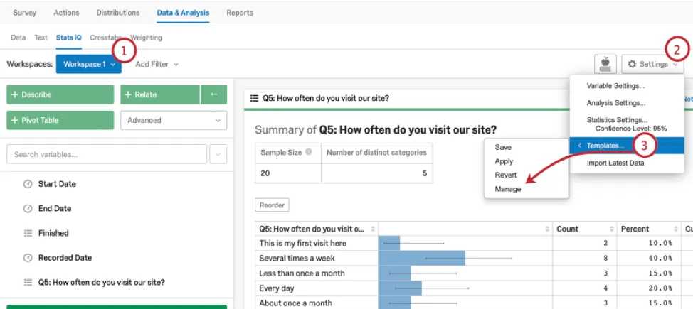 Paramètres ouverts avec les étapes décrites