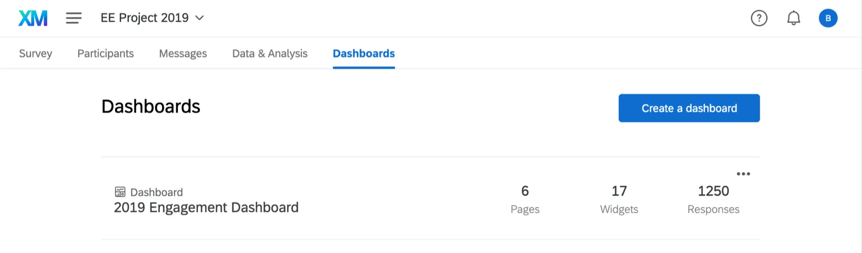 On the dashboards tab of the project, a big green create dashboard button
