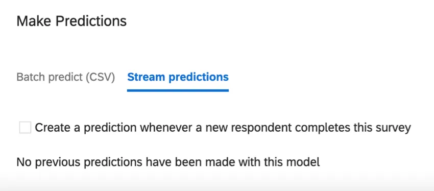 One check box under the stream predictions tab