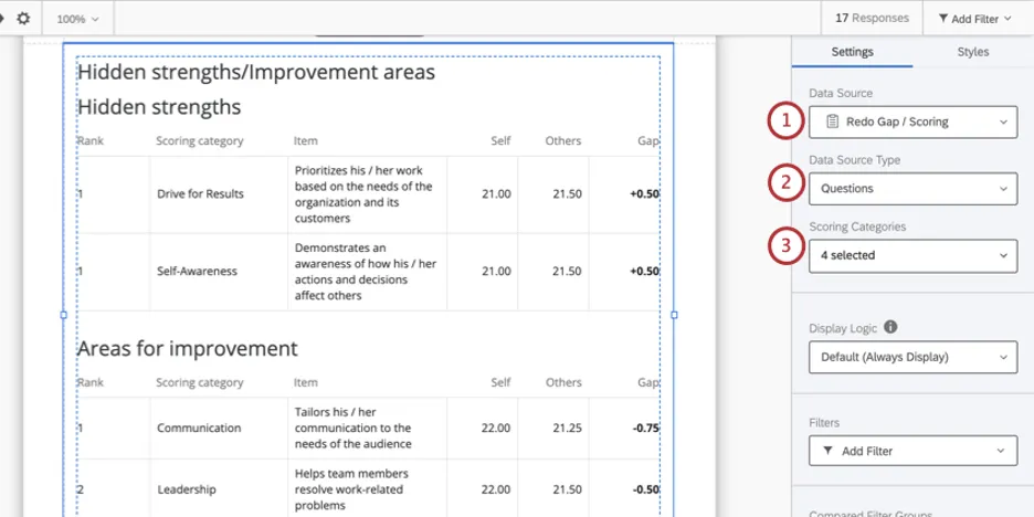 Click on a visualization to open the editing pane. First three dropdown fields regarding data sources are highlighted here
