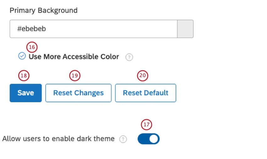 primary background field and other settings