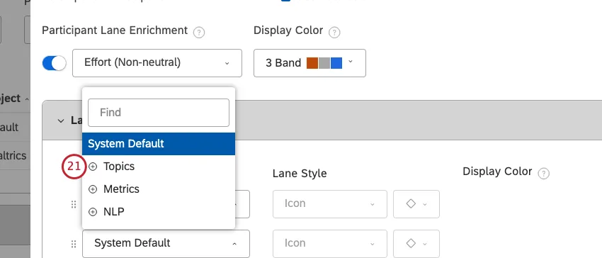 participant lane enrichment menu