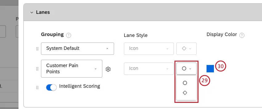 selecting a white circle icon
