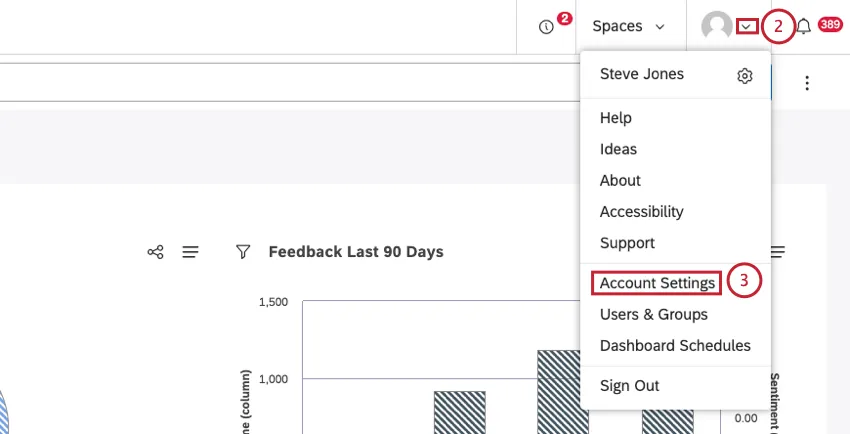 Al hacer clic en el ícono de perfil, se abre el menú y aparece una opción de configuración de cuenta .