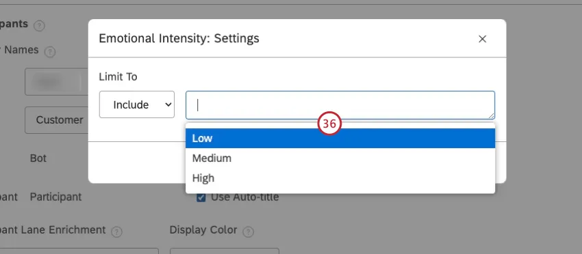 emotional intensity settings window