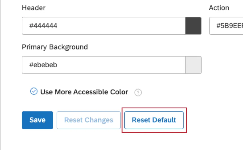 reset default button