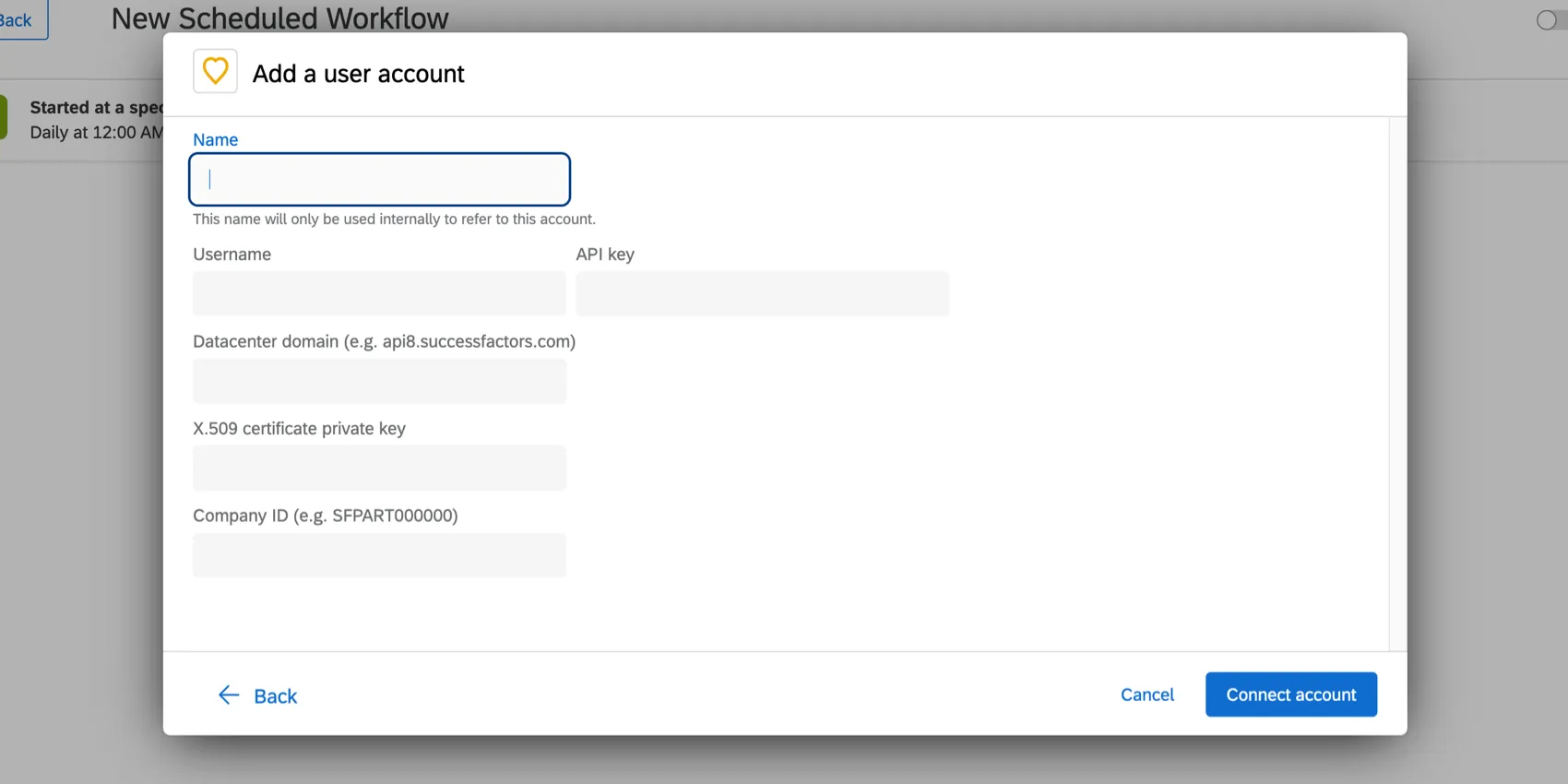 Image de la fenêtre avec les champs suivants, listés dans les puces