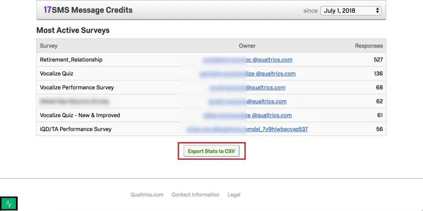 Very bottom of the page is an export button