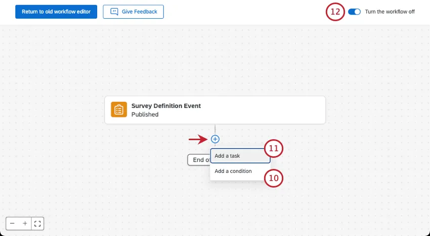 adding a task and conditions to the workflow
