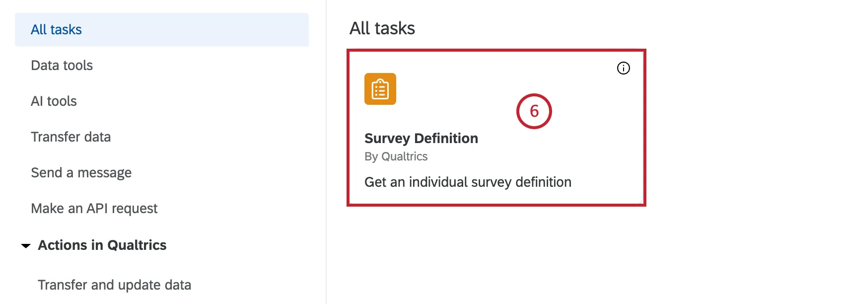 survey definition task within the task catalog