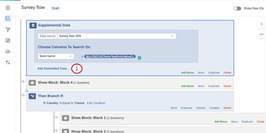 supplemental data in a survey flow