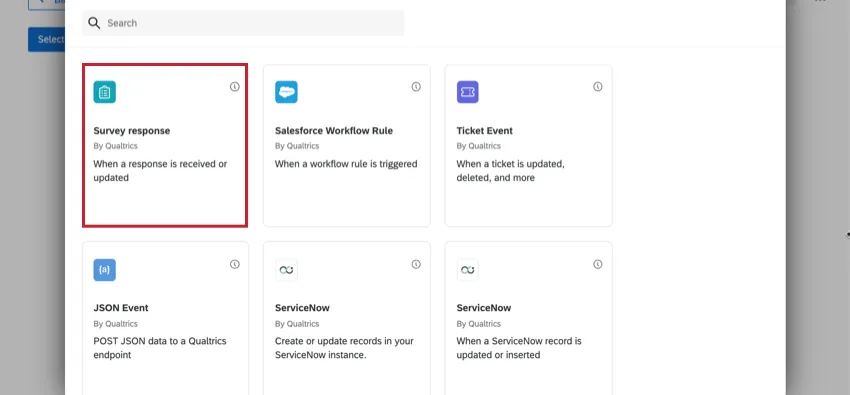the survey response event in