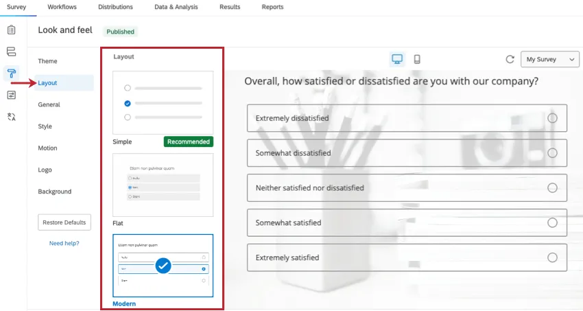 longlet de la mise en page de lapparence et de la convivialité