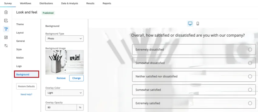 Hintergrundregisterkarte des &Erscheinungsbilds;