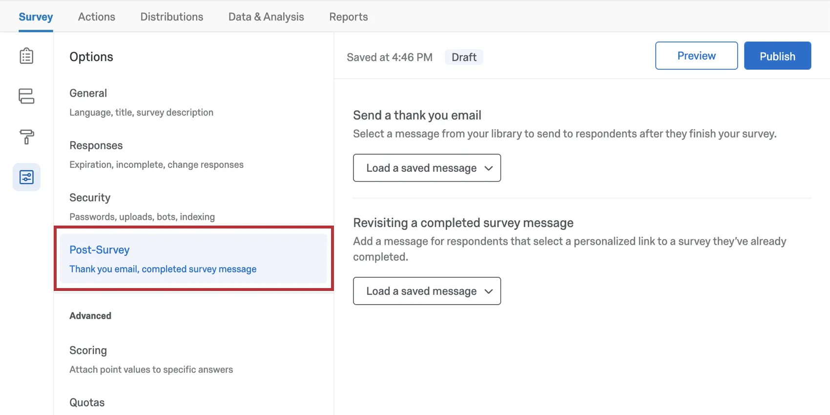 Options de lenquête après lenquête