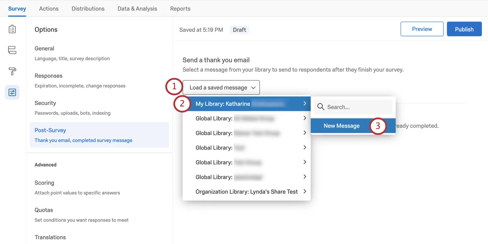 E-mail de remerciement options de déroulement de le-mail