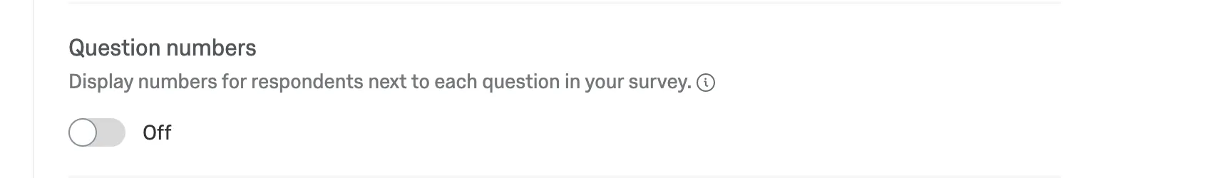 Question numbers toggle