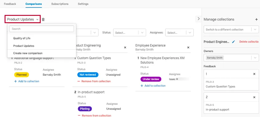 ページ上部の比較名をクリックすることで、比較を切り替えることができます。