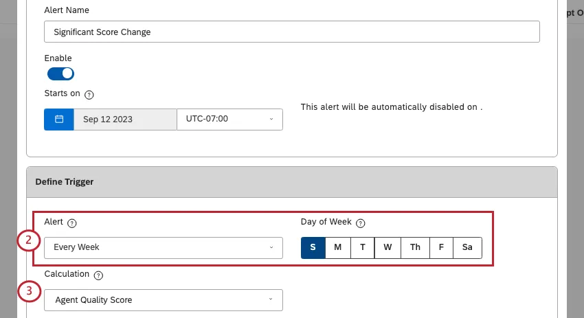 アラートスケジュールの選択