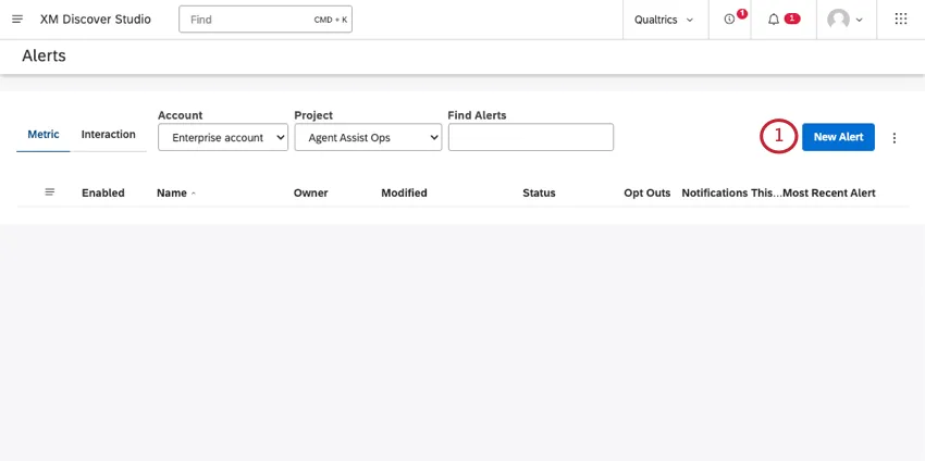 en cliquant sur Nouvelle alerte