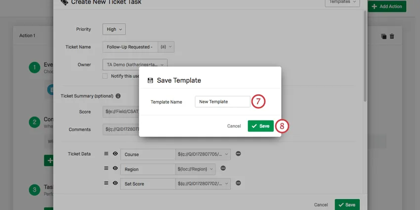 Naming and saving the template