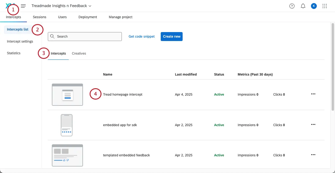 インターセプトを個別に開いてテストする。